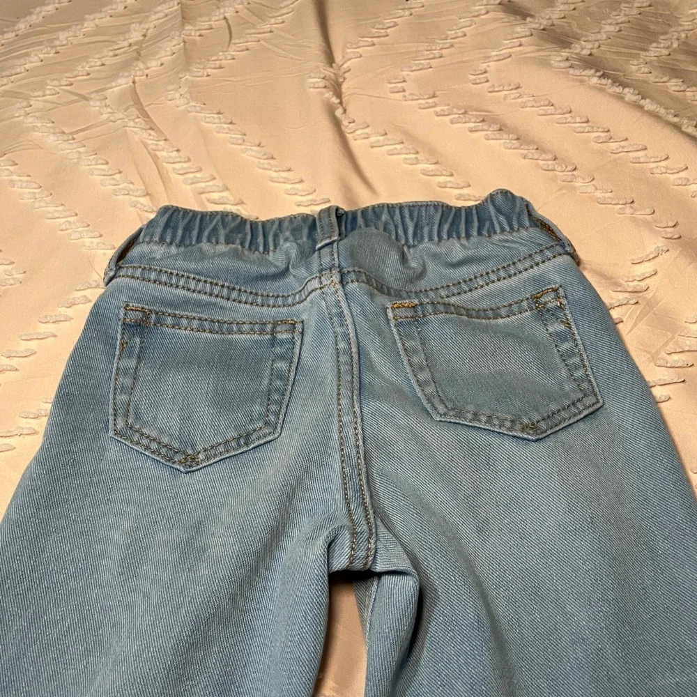 Garanimals Girls 4T Outfit Set Olive Green Smile Top & Baby Gap Denim Joggers